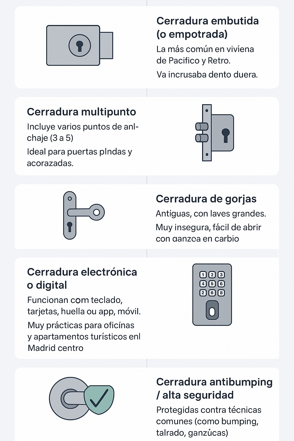 Tipos de cerraduras en Pacífico